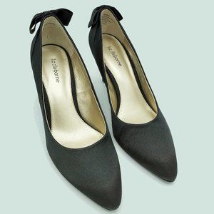 Sweet satin pumps with back bow, 3.5" heel